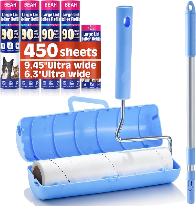 Large Lint Rollers for Pet Hair Extra Sticky, 9.45''/6.3"Pet Hair Removal Tool by BEAH