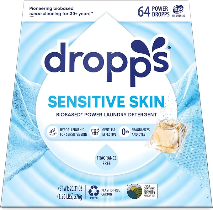 Dropps Sensitive Skin Laundry Detergent Pods, Unscented by Dropps