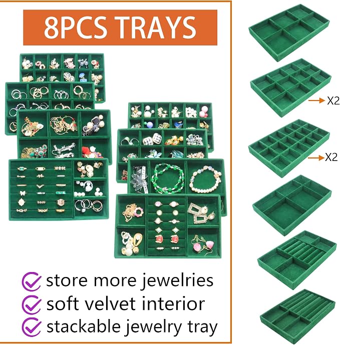 Jewelry Trays Organizer Set of 8 Stackable Jewellry Organizer Trays - Image 3