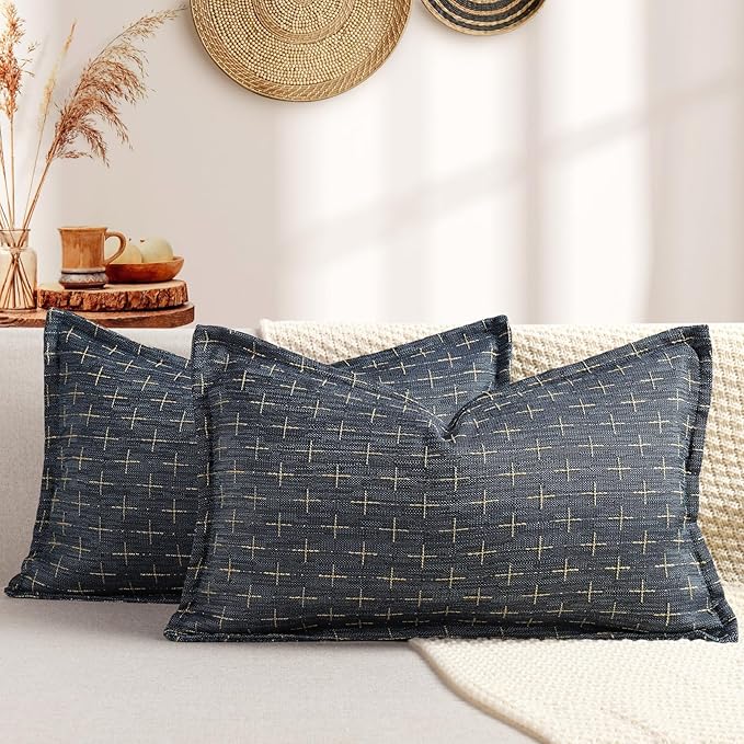 ZWJD 12x20 Pillow Covers Set of 2 Soft Polyester Textured Pillow Covers by ZWJD
