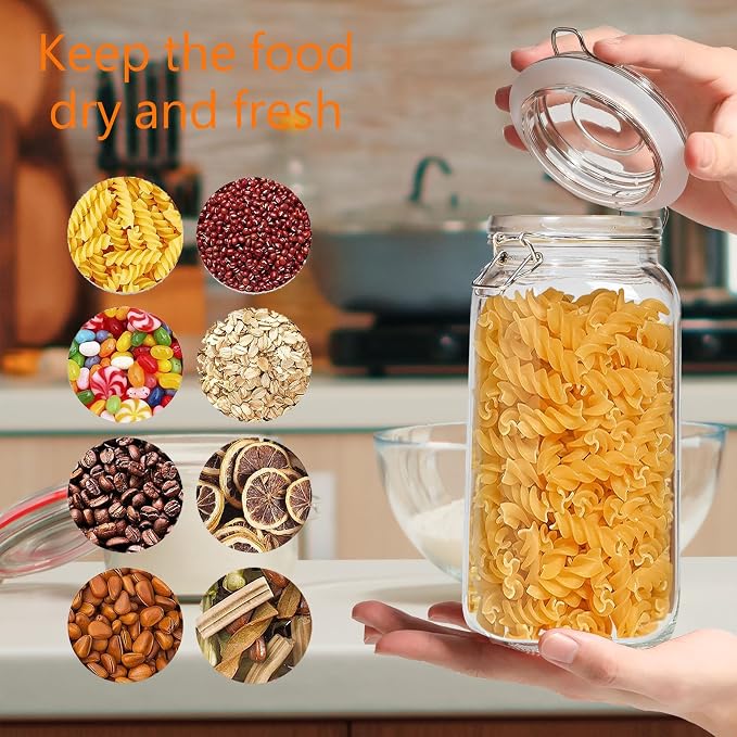 Clear Food Storage Jars 78oz Square, Airtight Glass Canister - Image 4