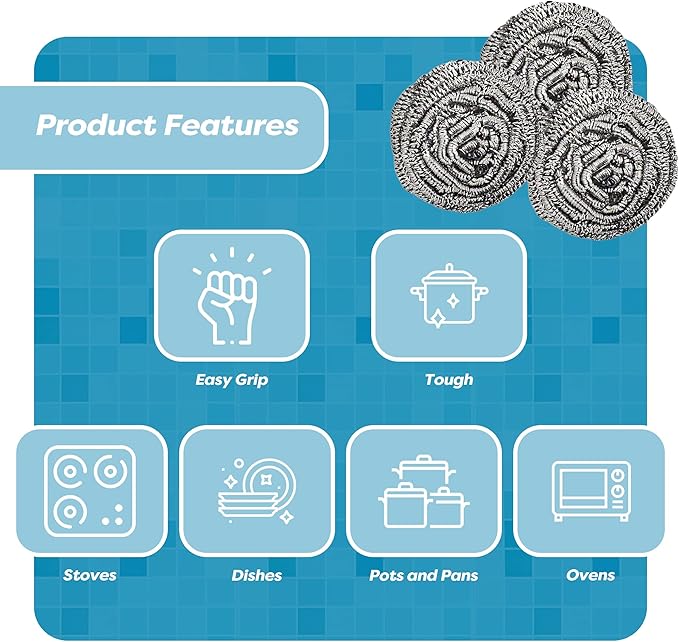 12 Pack Stainless Steel Scourers by Scrub It – Steel Wool Scrubber Pad Used - Image 7