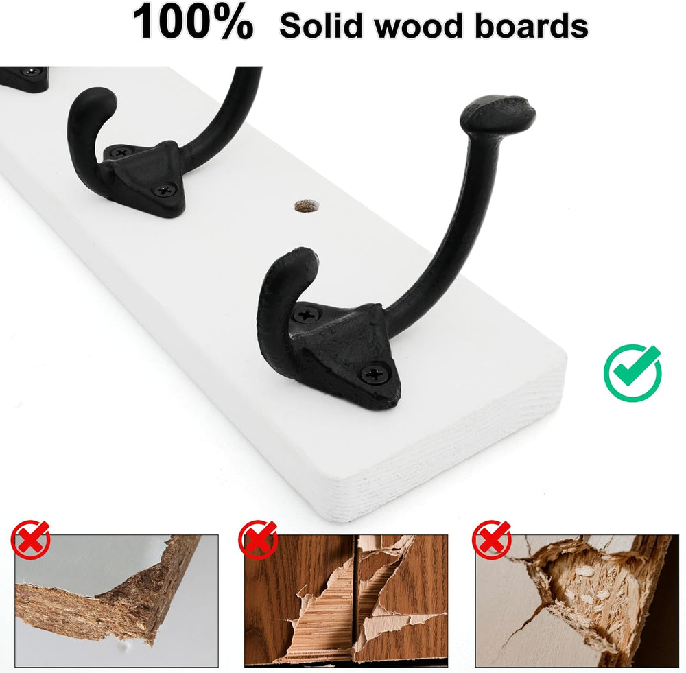 WEBI Rustic Coat Rack Wall Mount,30" Long 7 Cast Iron Coat Hooks Wall Mo...