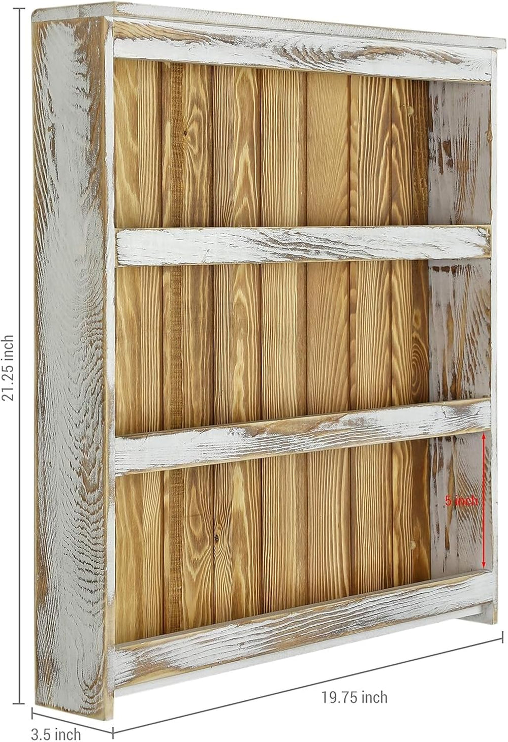 MyGift 3 Tier Spice Rack Wall Mount Rustic Wood Kitchen Shelf
