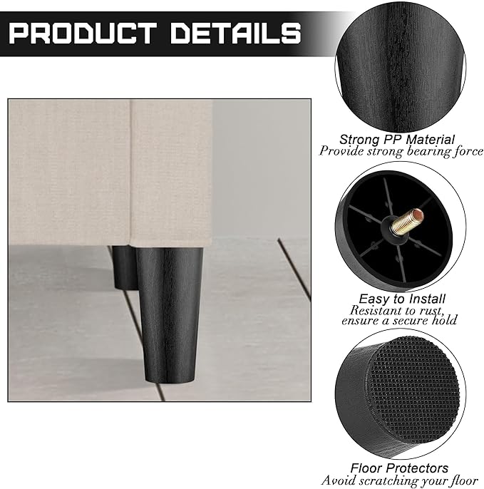 TURSTIN 16 Pack 6 Inch Plastic Furniture Legs - Image 3