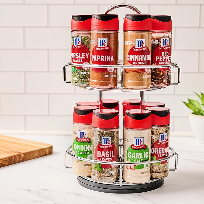 McCormick Spice Rack, Two Tier Chrome, Featuring 16 Herbs & Spices - Image 14