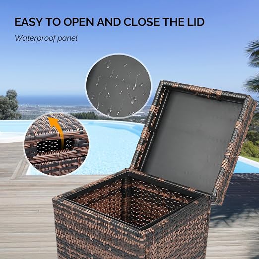 VINGLI Wicker Patio Trash Can, 27 Gallon Rattan Trash Can - Image 9