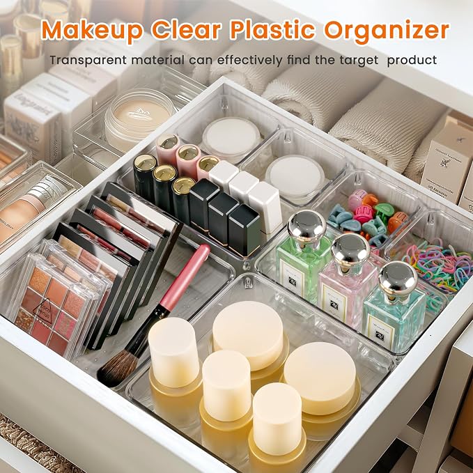 Criusia Drawer Organizer, 18 Pack Large Clear Plastic Kitchen Drawer Organizers - Image 6