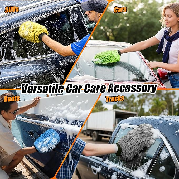 Car Wash Mitt Microfiber, Premium Chenille Microfiber Wash Car Mitts Sponge - Image 7