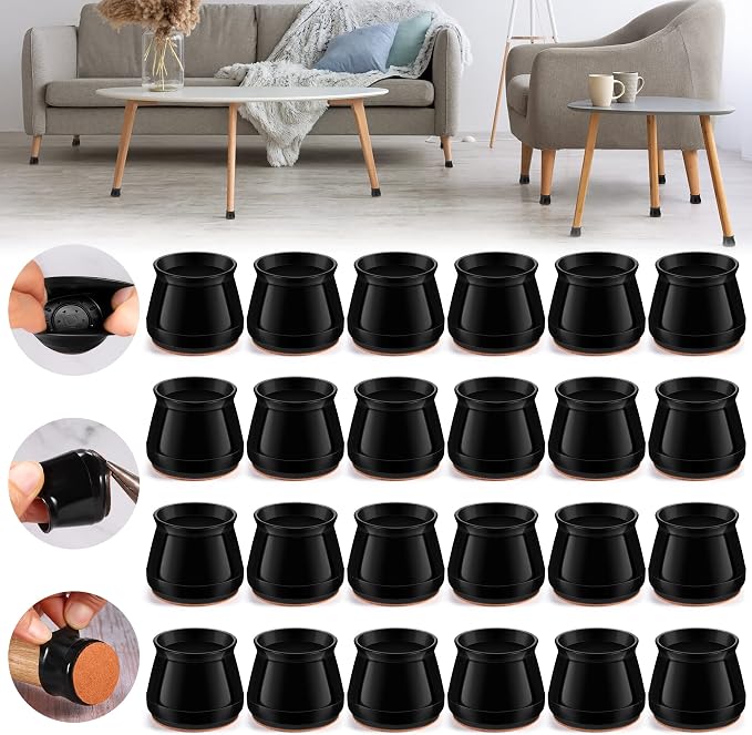 24PCS Upgraded Silicone Chair Leg Floor Protectors by Violibar