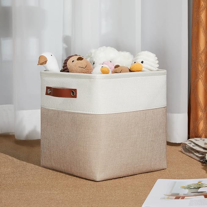 DULLEMELO 11 inch Cube Storage Bins, Large Collapsible Grey Storage Baskets - Image 5
