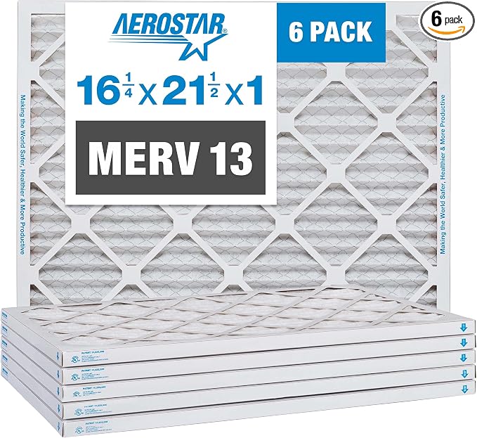 Aerostar 16 1/4x21 1/2x1 MERV 13 Pleated Air Filter, AC Furnace Air Filter by AirFiltersDelivered