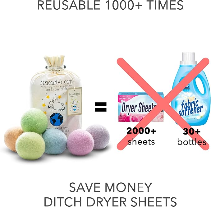 Friendsheep Wool Dryer Balls, Organic Reusable Fabric Softener Alternative - Image 3