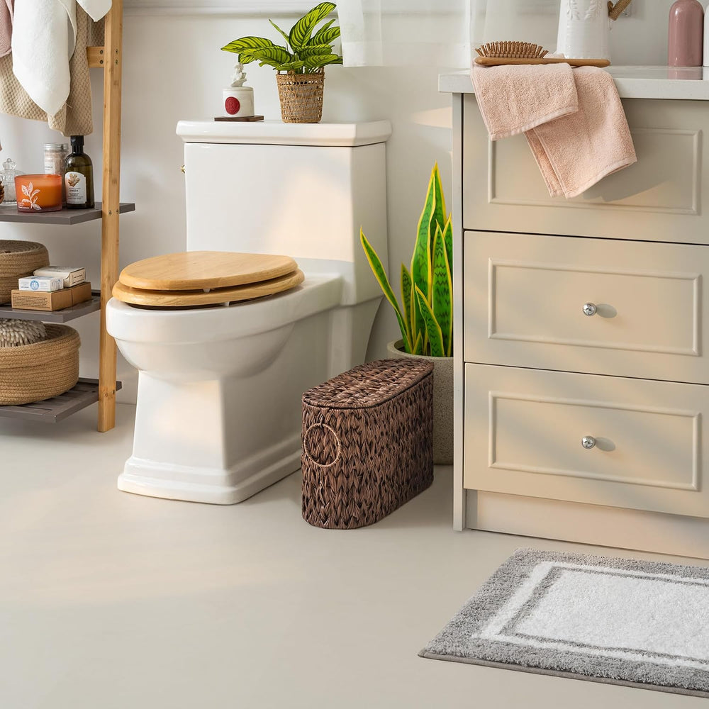 GRANNY SAYS Toilet Paper Storage Basket with Lid, Woven Toilet Paper Holder