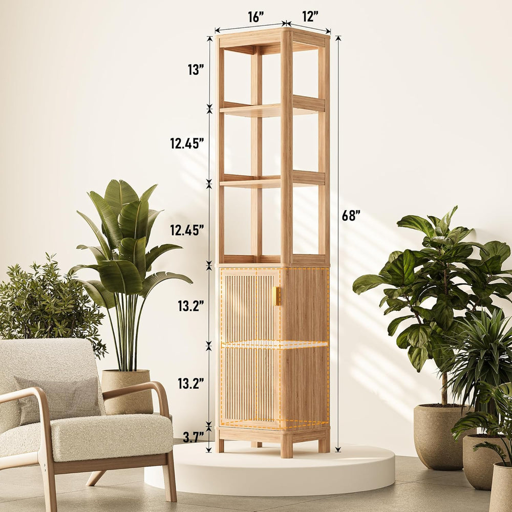 68'' Tall Narrow Storage Cabinet with Adjustable Shelf and Door, Bath...