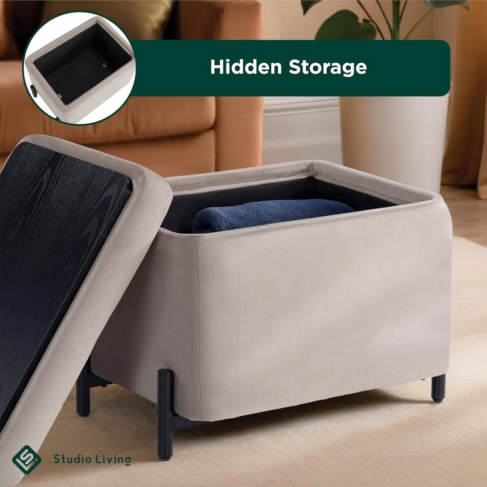 Studio Living® Connor 24" Small Storage Ottoman, Modern Boho, Matte Blac...