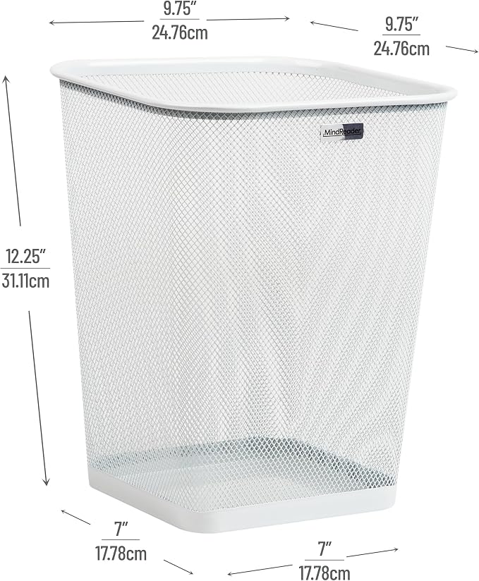 Mind Reader Mesh Trash Can, Square Wastebasket - Image 3