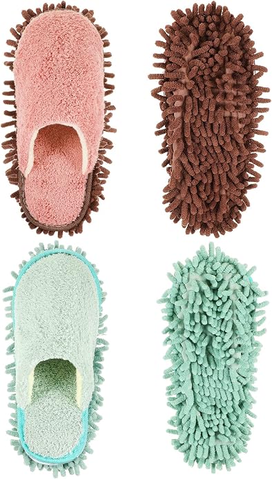 Jecery 2 Pair Microfiber Slippers Floor Cleaning Chenille Mop Slippers Base by Jecery