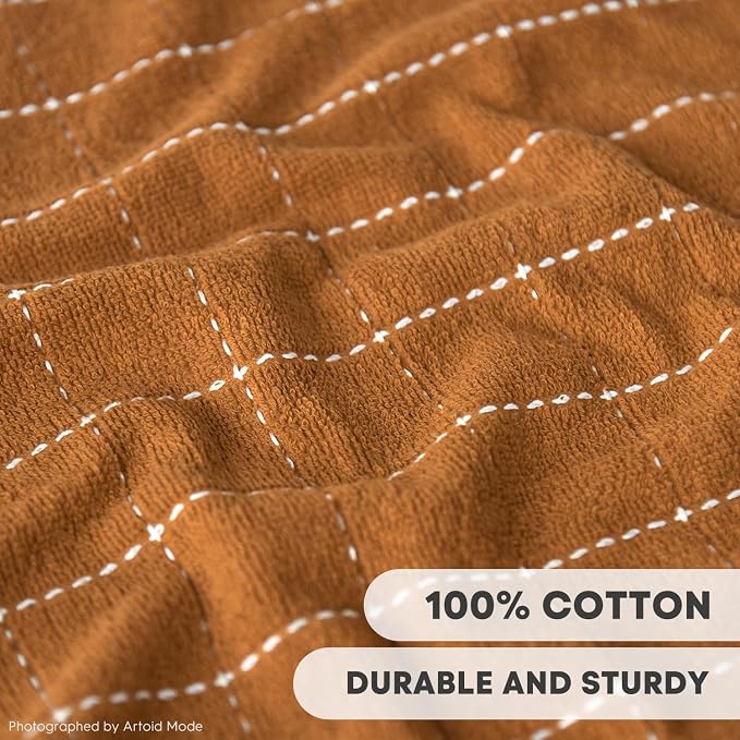 Artoid Mode Checkered Designed Cotton Caramel Orange Terry Kitchen Dish Towels - Image 3