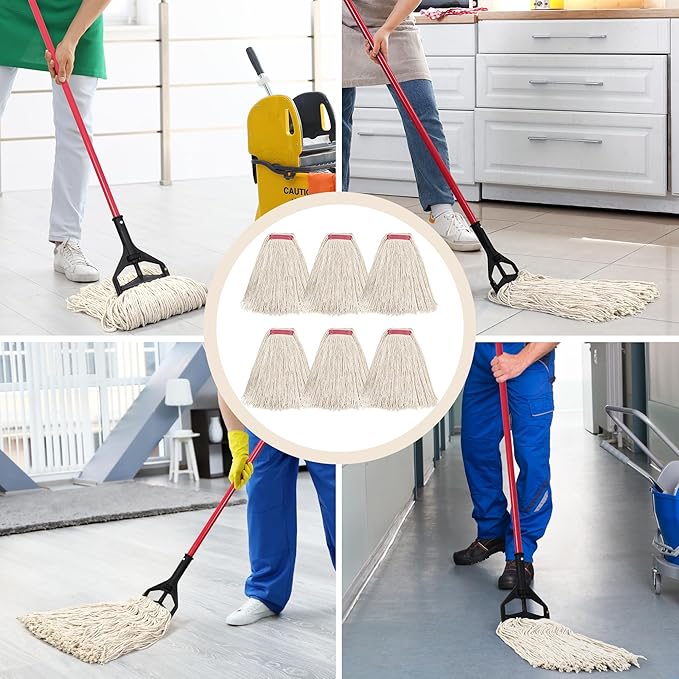 Matthew Cleaning 16oz 6Pack Cotton Floor Mop, Cotton Looped-Open String Heavy - Image 5