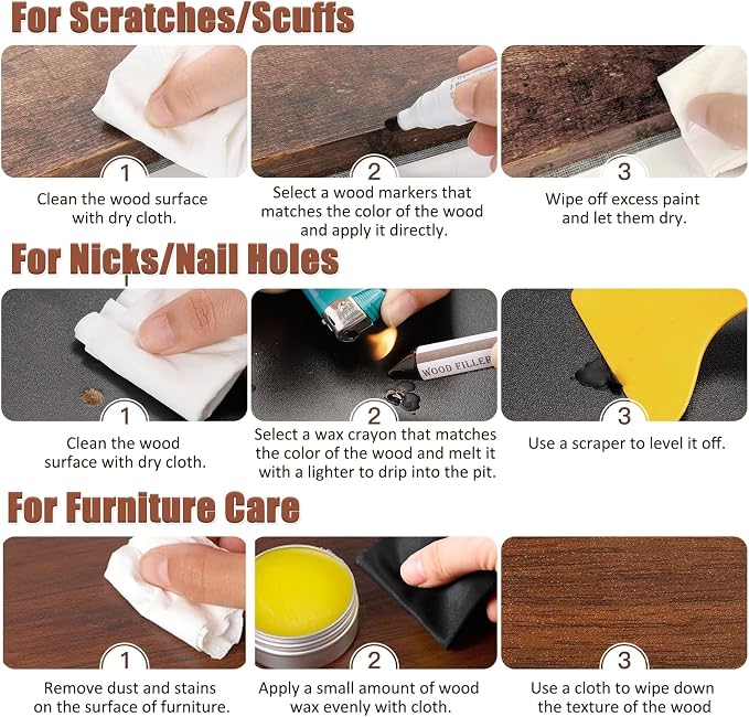 SEISSO Furniture Repair Kit, 18 Colors Touch Up Markers and Wood Filler Sticks - Image 4