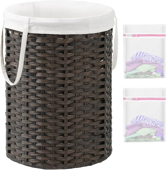 Laundry Basket Round Rattan Laundry Hamper 29.1 Gal Handwoven Large Wicker by SETVSON