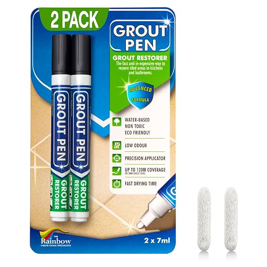 Grout Pen Black Tile Paint Marker: Waterproof Grout Paint, Tile Grout Colorant by RainbowChalkMarkers