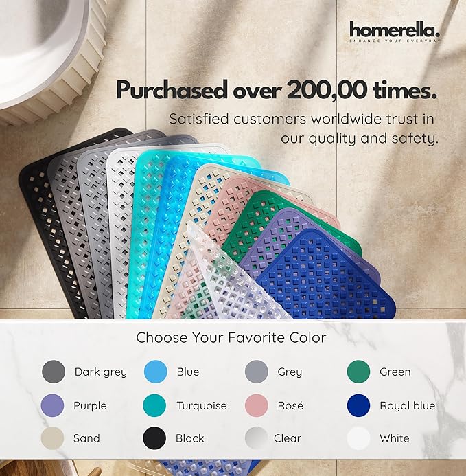 homerella® Bathtub Mat Non Slip 35x16, Incl. Hooks - Image 7