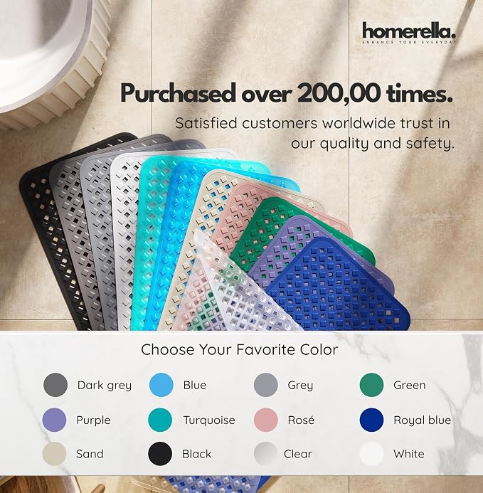 homerella® Bathtub Mat Non Slip 35x16, Incl. Hooks - Image 7