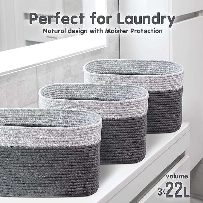 CHAT BLANC Cotton Rope Baskets for Organizing I Storage Baskets for Shelves | - Image 7