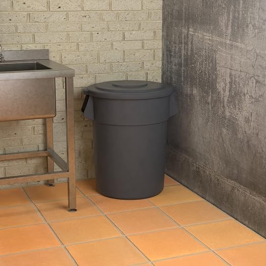55 Gallon Gray Round Commercial Trash Can - Image 4