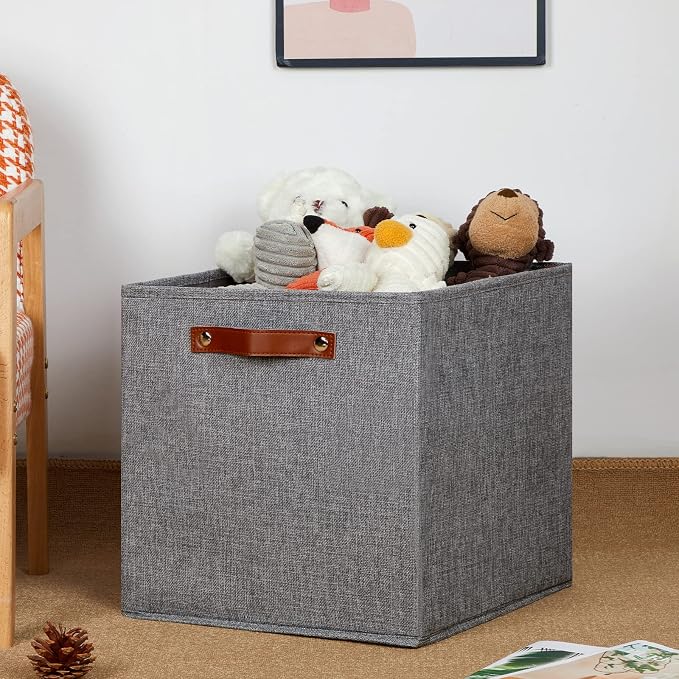 DULLEMELO Fabric Storage Cubes, 13 inch Cube Stroage Bins - Image 4