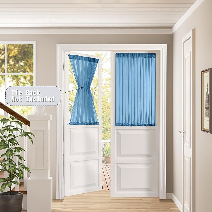 Tollpiz Short Sheer Door Curtain Closet Linen Textured Curtain Sheers Doorway - Image 2