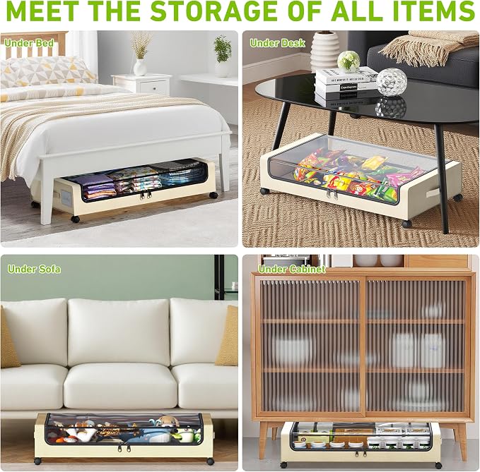 Under Bed Storage with Wheels, Under the Bed Storage Containers with Clear Lids - Image 5