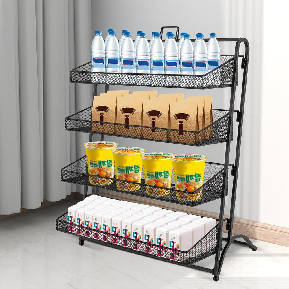 4 Tiers Retail Candy Display Rack, Counter Groceries Display Shelf Snack Stan...