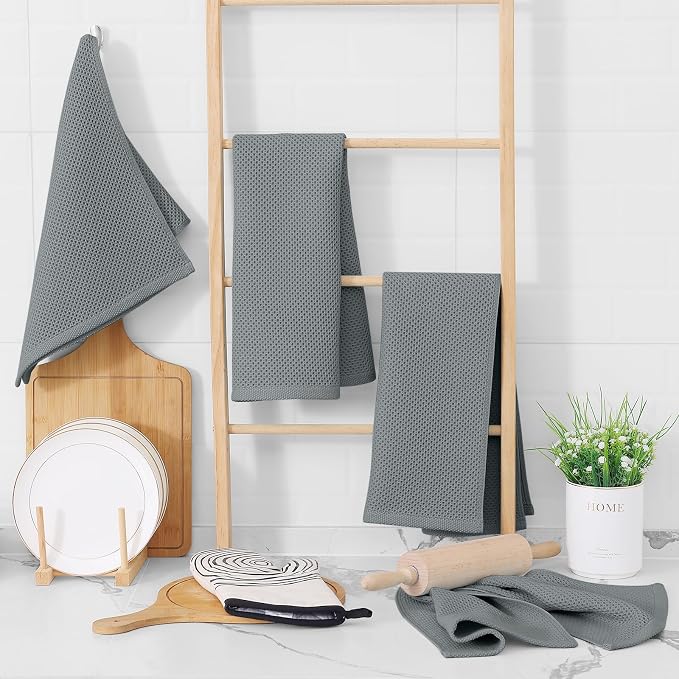 Homaxy 100% Cotton Waffle Weave Kitchen Dish Towels, Ultra Soft Absorbent Quick - Image 6