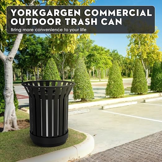 8Gallon/30L Commercial Outdoor & Indoor Metal Trash Can, Outdoor Slatted Trash - Image 8