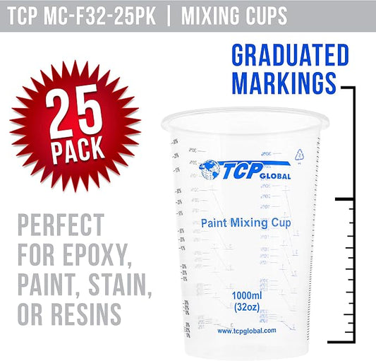 TCP Global 32 oz. Graduated Plastic Mixing Cups - Image 2