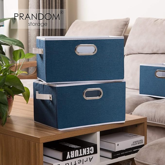 PRANDOM Fodable Storage Bins for Closet Decorative Fabric Storage Baskets Cubes - Image 2