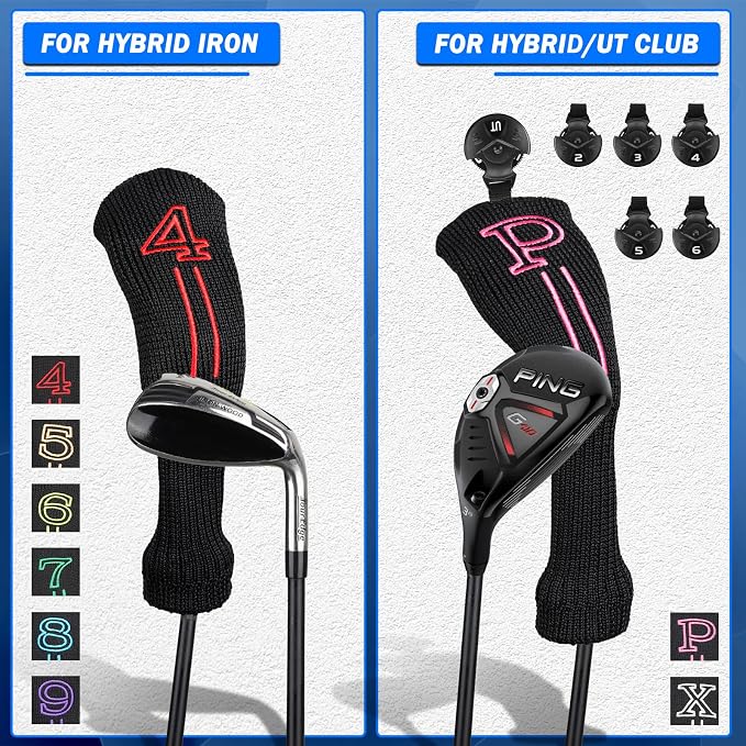 mytag 8PCS Golf Hybrid Iron Covers Set, Knit Hybrid Head Covers, Fits Cobra T - Image 2