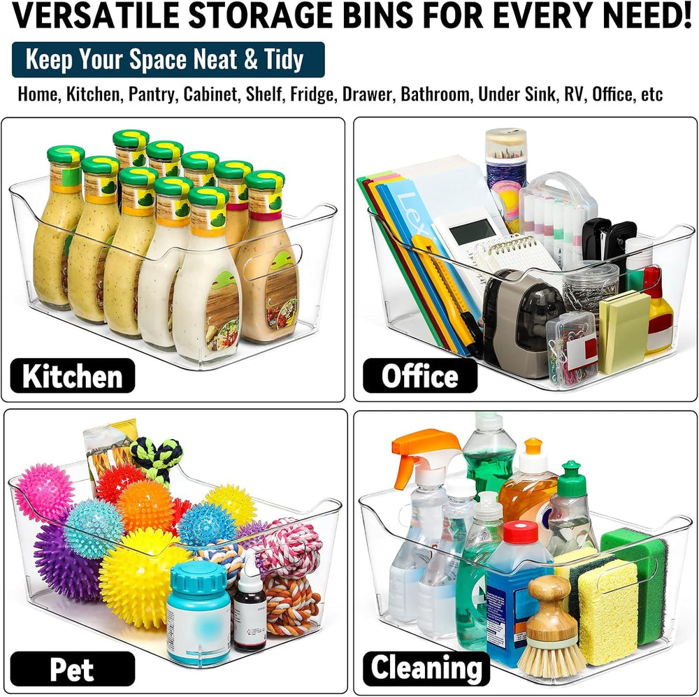 12 PACK Multi-Use Clear Plastic Storage Bins for Organizing w/ Labels - Home,...