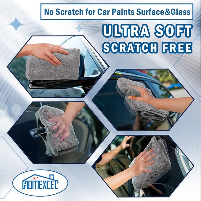 HOMEXCEL Professional Large Microfiber Car Drying Towels 2 Pack, Lint Free - Image 6