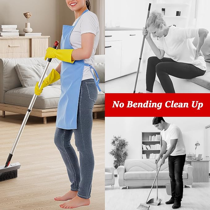 Broom with Dustpan Combo Set 50” Adjustable Long Handle 180 Degree Rotating - Image 2