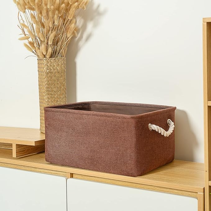 TheWarmHome Decorative Basket Rectangular Fabric Storage Bin Organizer Basket - Image 3