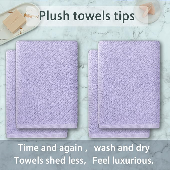 VOOVA & MOVAS Purple Bath Towels Set of 4, Large 30" x 56" - Image 3