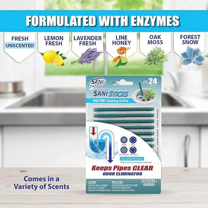 SANI 360° Sani Sticks Drain Cleaner and Deodorizer, Enzyme Pipe Cleaners - Image 6