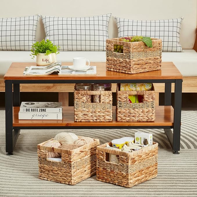 Water Hyacinth Wicker Basket, Decorative Woven Baskets - Image 6