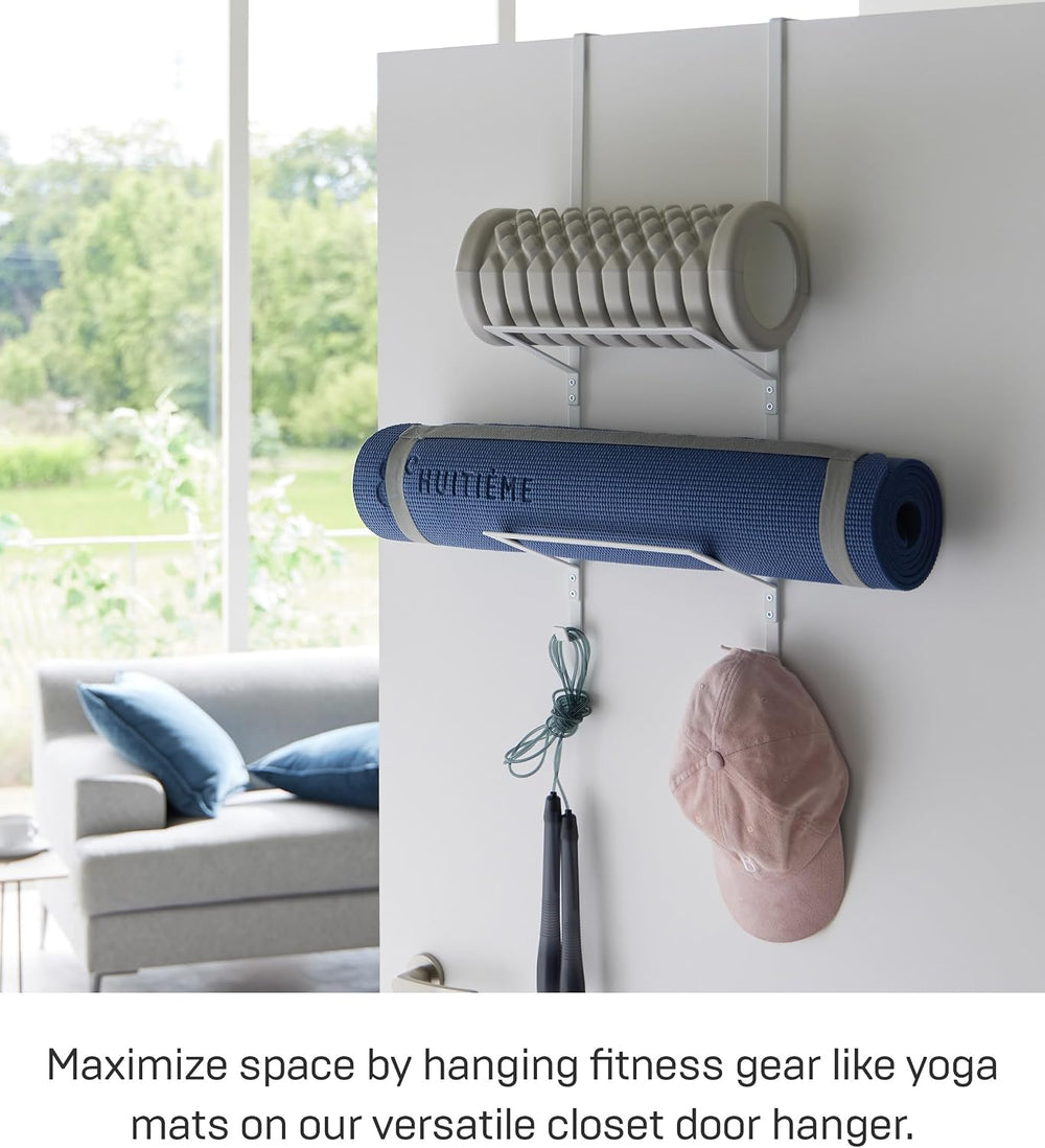 YAMAZAKI Home Tower Over-The-Door Yoga Mat Storage Hanger - 3-Tier Organizer ...
