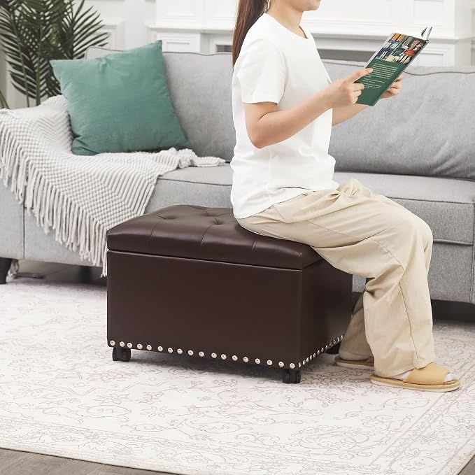 Joveco Leather Storage Ottoman - Image 5