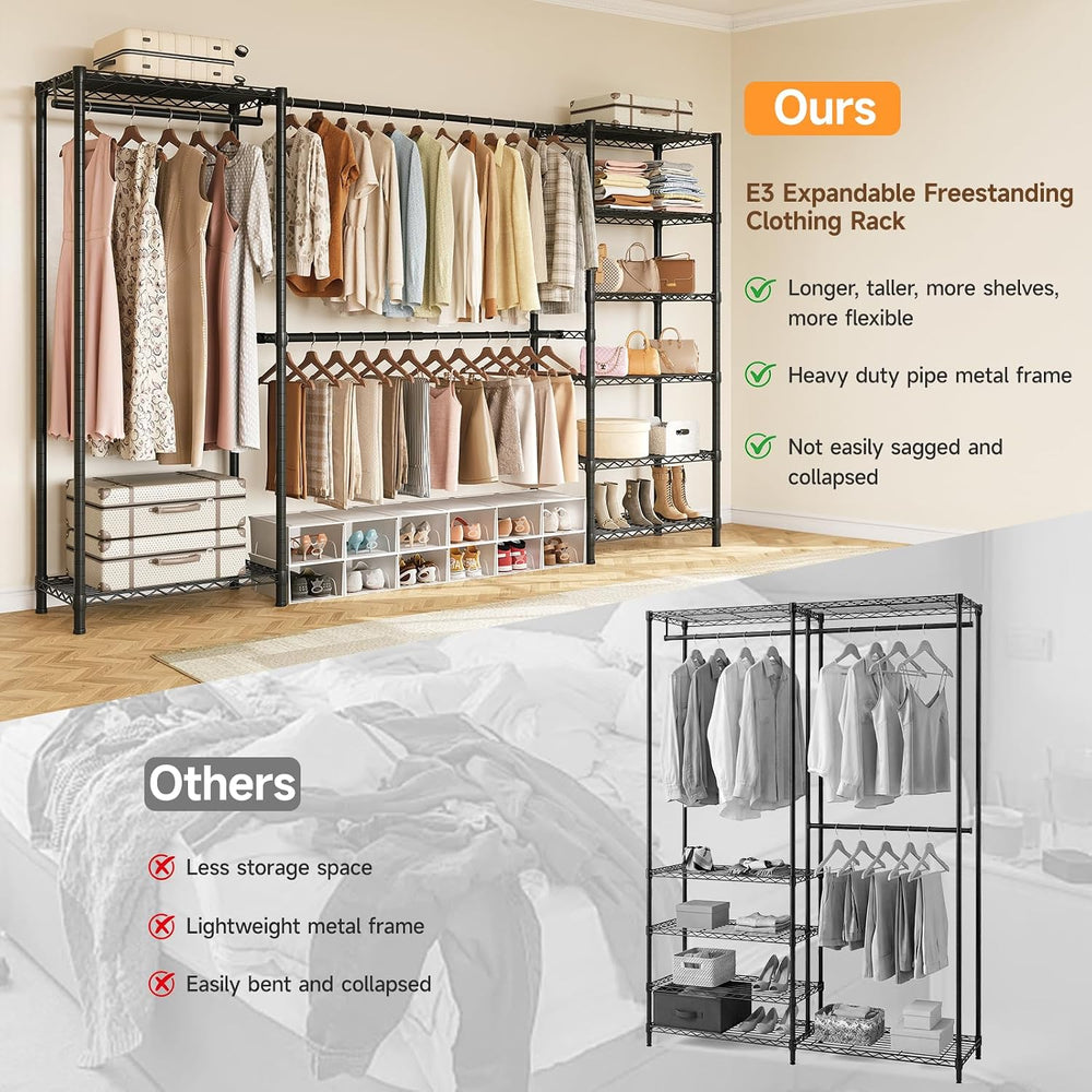 E3 Expandable Freestanding Closet Organizer System, Portable Closet